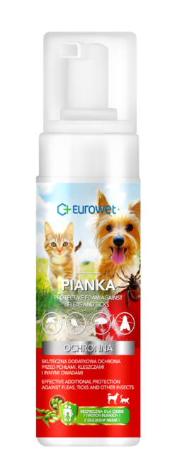 PIANKA WSPOMAGAJĄCA OCHRONĘ PRZECIW PCHŁOM I KLESZCZOM DLA PSÓW I KOTÓW 150ml